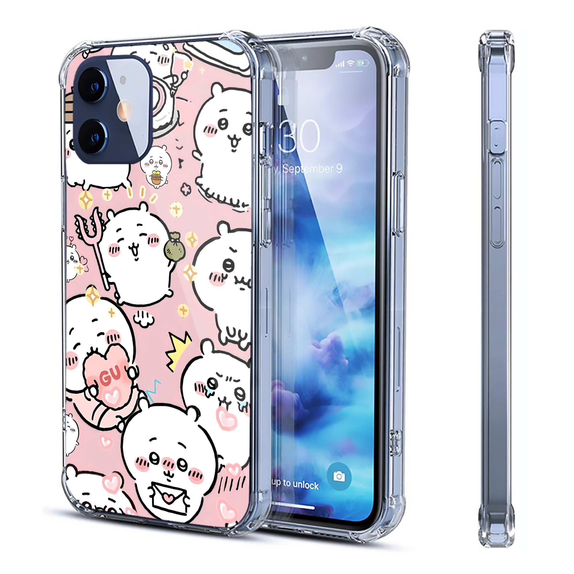 （画像用） ちいかわ Chii-kawa 【iPhone 12シリーズ対応】透明スマホケース（クリアソフトケース）